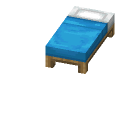 Hellblaues Bett