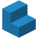 Hellblaue Betontreppe